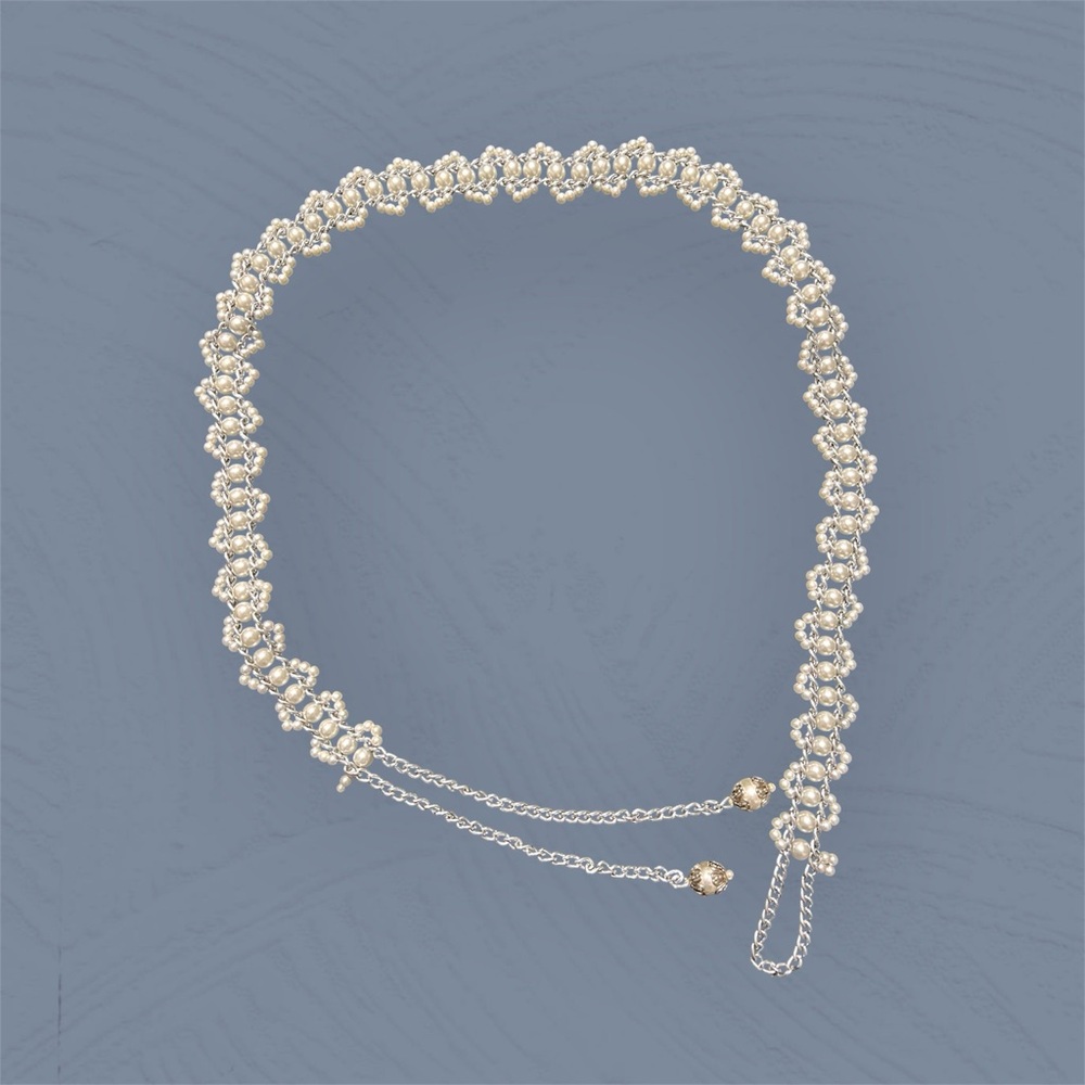 Elegant Pearl and Silver Belt